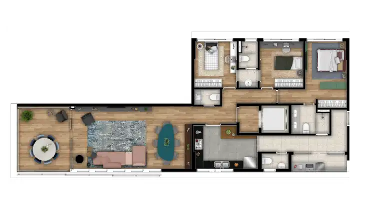 3 dormitórios c/ suíte, 143m²