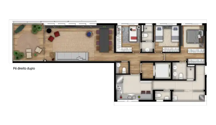 3 dormitórios c/ suíte, 143m²