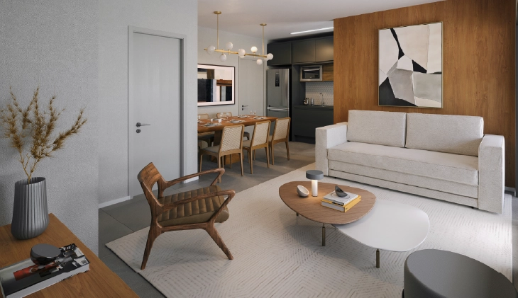 62m², perspectiva living