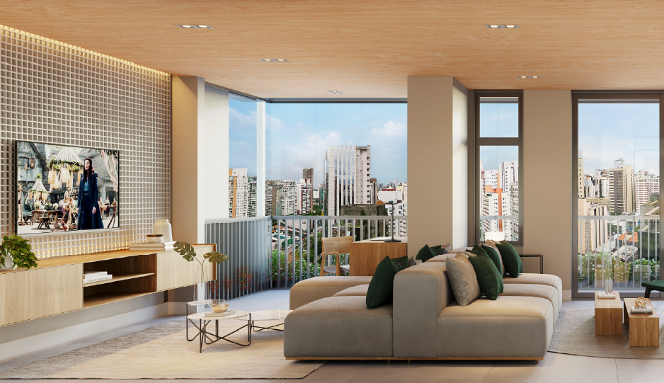 Perspectiva 3 suítes, 120m²