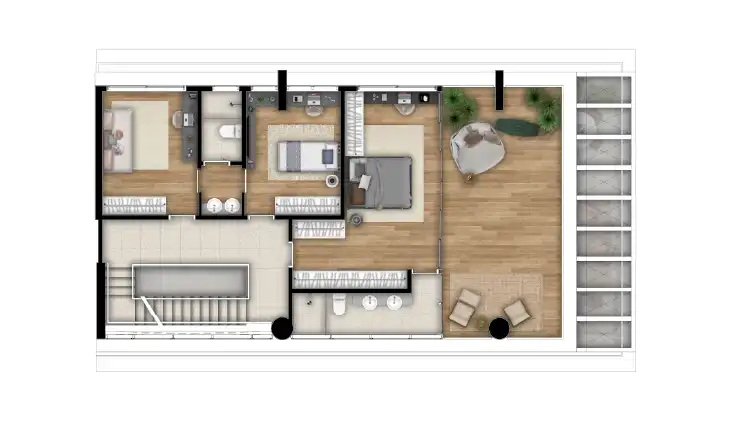 Cobertura triplex, 348m², superior