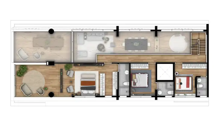 Cobertura triplex, 371m², superior